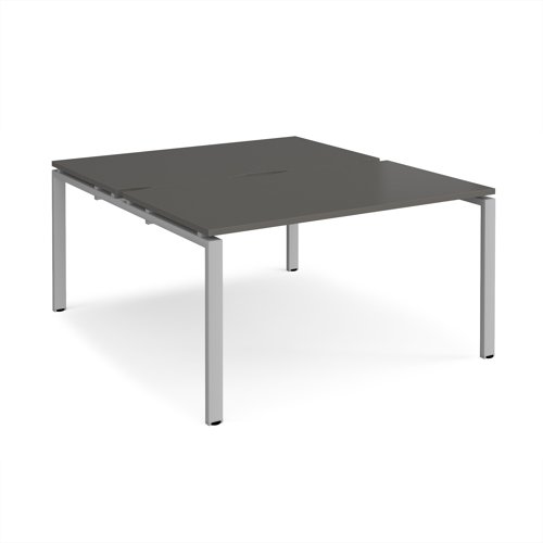 Adapt back to back desks 1400mm x 1600mm - silver frame, storm grey top