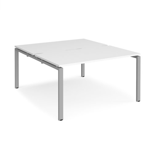 Adapt back to back desks 1400mm x 1600mm - silver frame, white top