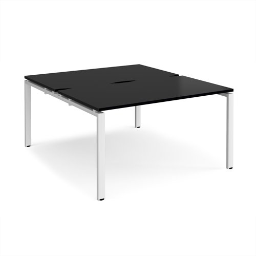 Adapt back to back desks 1400mm x 1600mm - white frame, black top