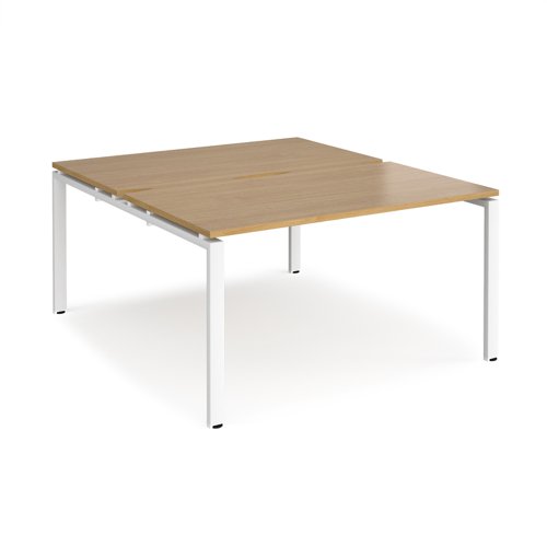 Adapt back to back desks 1400mm x 1600mm - white frame, oak top Bench Desking E1416-WH-O