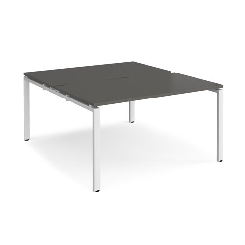 Adapt back to back desks 1400mm x 1600mm - white frame, storm grey top