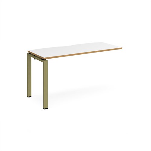 Adapt add on unit single 1400mm x 600mm - green frame, white top, oak edge