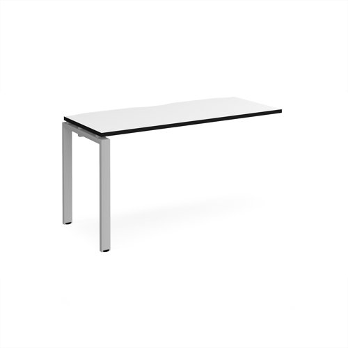 Adapt add on unit single 1400mm x 600mm - silver frame, white top, black edge