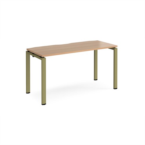 Adapt single desk 1400mm x 600mm - green frame, beech top