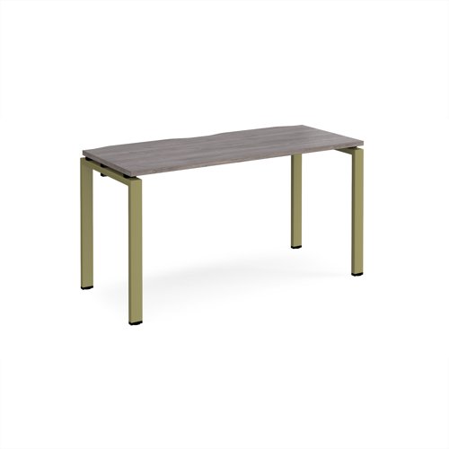 Adapt single desk 1400mm x 600mm - green frame, grey oak top