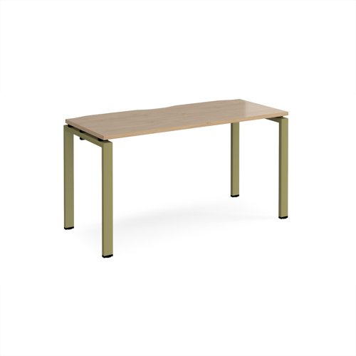 Adapt single desk 1400mm x 600mm - green frame, kendal oak top