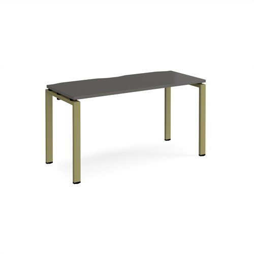 Adapt single desk 1400mm x 600mm - green frame, storm grey top