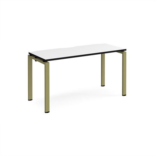 Adapt single desk 1400mm x 600mm - green frame, white top, black edge