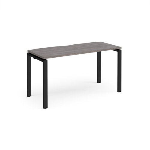 Adapt single desk 1400mm x 600mm - black frame, grey oak top E146-K-GO Buy online at Office 5Star or contact us Tel 01594 810081 for assistance