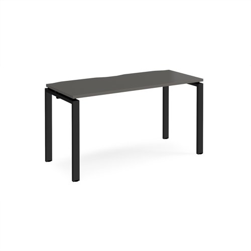 Adapt single desk 1400mm x 600mm - black frame, storm grey top