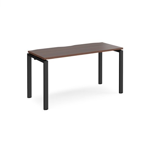 Adapt single desk 1400mm x 600mm - black frame, walnut top