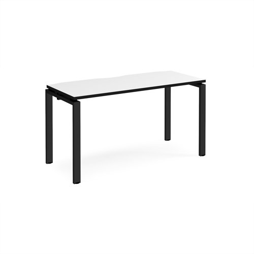 Adapt single desk 1400mm x 600mm - black frame, white top, black edge