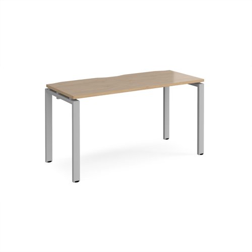 Adapt single desk 1400mm x 600mm - silver frame, kendal oak top