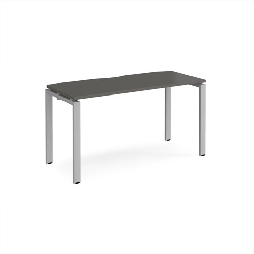 Adapt single desk 1400mm x 600mm - silver frame, storm grey top