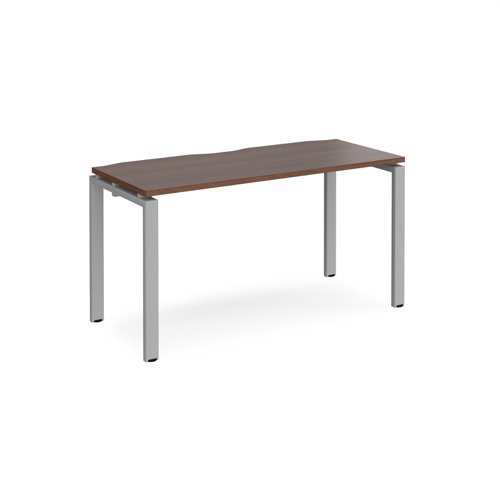 Adapt single desk 1400mm x 600mm - silver frame, walnut top