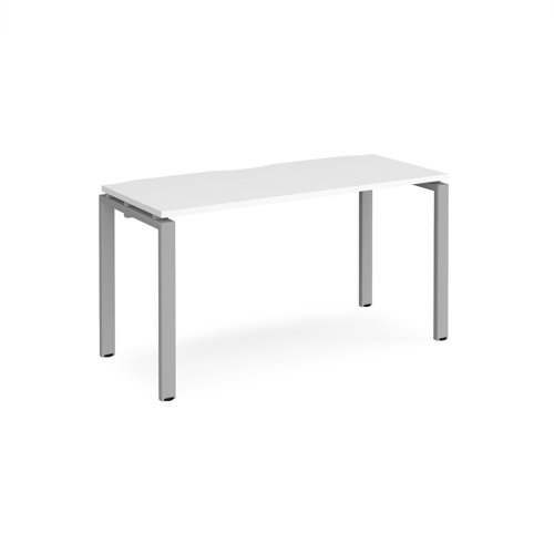 Adapt single desk 1400mm x 600mm - silver frame, white top