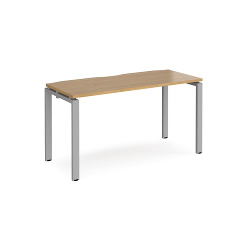 Adapt starter unit single 1400mm x 600mm - silver frame, oak top