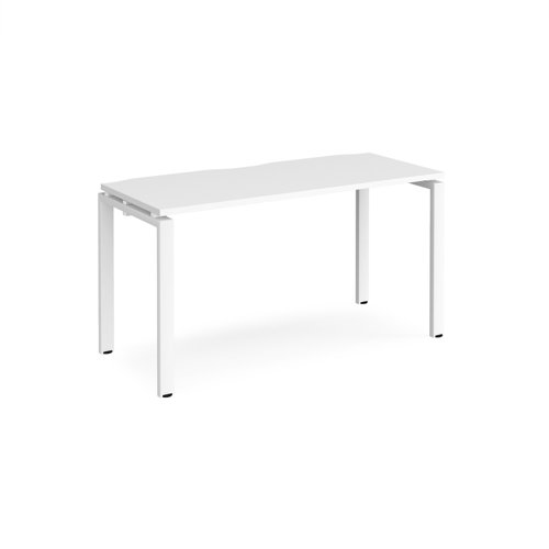Adapt starter unit single 1400mm x 600mm - white frame, white top Bench Desking E146-SB-WH-WH