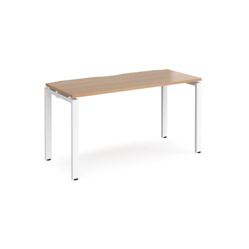 Adapt single desk 1400mm x 600mm - white frame and beech top