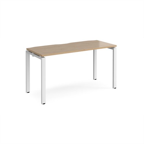 Adapt single desk 1400mm x 600mm - white frame, kendal oak top