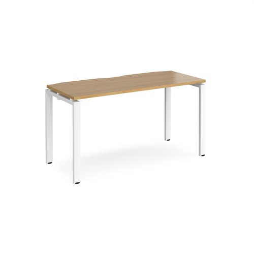 Adapt single desk 1400mm x 600mm - white frame, oak top