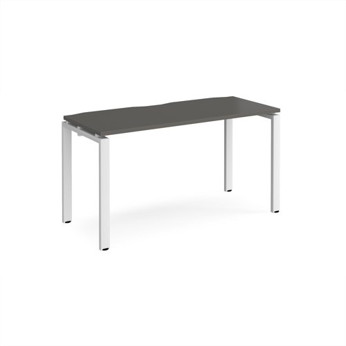 Adapt single desk 1400mm x 600mm - white frame, storm grey top