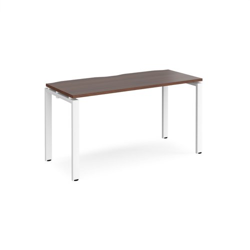 Adapt single desk 1400mm x 600mm - white frame, walnut top Dams International