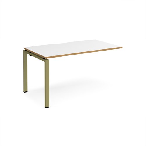 Adapt add on unit single 1400mm x 800mm - green frame, white top, oak edge