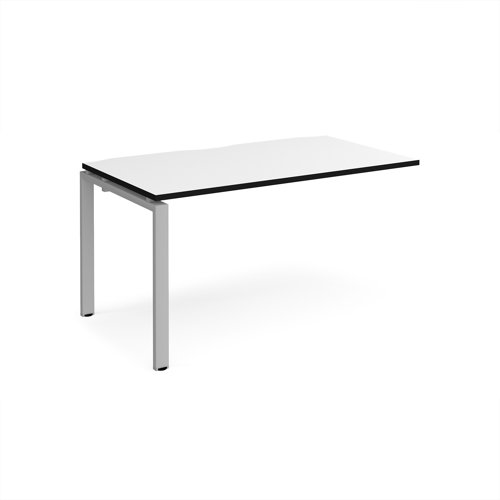 Adapt add on unit single 1400mm x 800mm - silver frame, white top, black edge