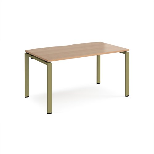 Adapt single desk 1400mm x 800mm - green frame, beech top