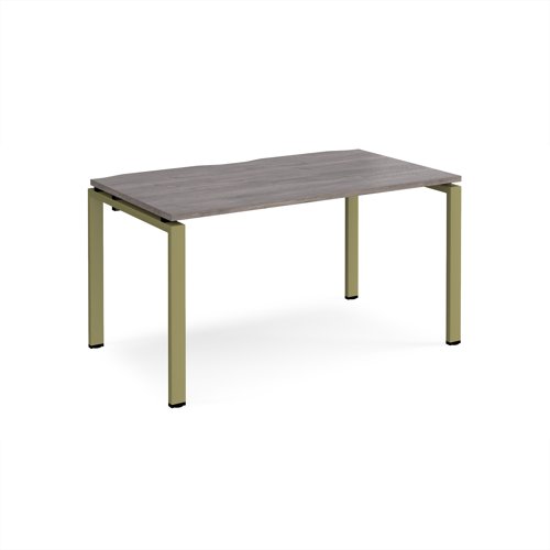 Adapt single desk 1400mm x 800mm - green frame, grey oak top