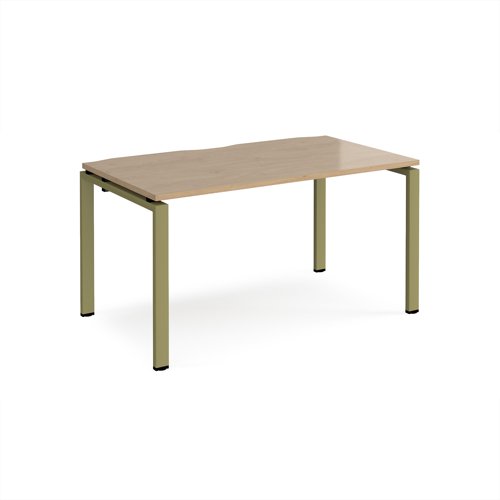 Adapt single desk 1400mm x 800mm - green frame, kendal oak top