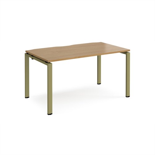 Adapt single desk 1400mm x 800mm - green frame, oak top