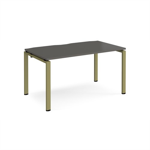 Adapt single desk 1400mm x 800mm - green frame, storm grey top