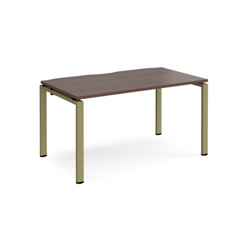 Adapt single desk 1400mm x 800mm - green frame, walnut top