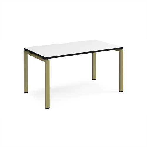 Adapt single desk 1400mm x 800mm - green frame, white top, black edge