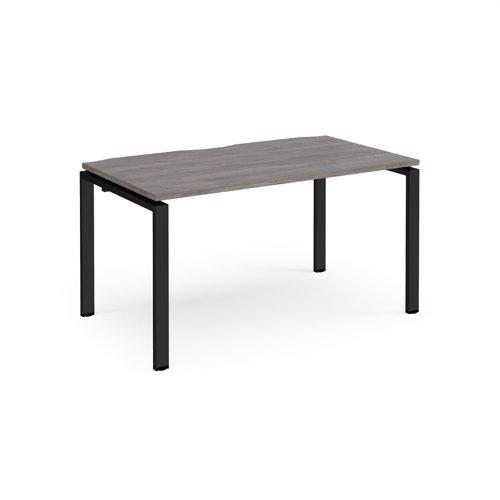 Adapt single desk 1400mm x 800mm - black frame, grey oak top E148-K-GO Buy online at Office 5Star or contact us Tel 01594 810081 for assistance
