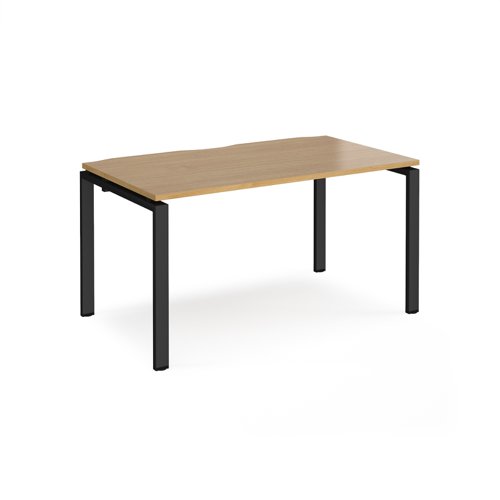 Adapt single desk 1400mm x 800mm - black frame, oak top