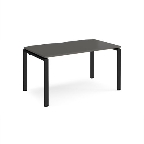 Adapt single desk 1400mm x 800mm - black frame, storm grey top