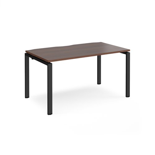 Adapt single desk 1400mm x 800mm - black frame, walnut top
