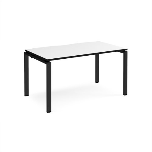 Adapt single desk 1400mm x 800mm - black frame, white top, black edge