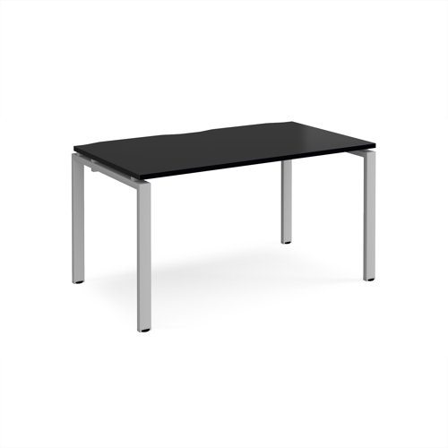Adapt single desk 1400mm x 800mm - silver frame, black top