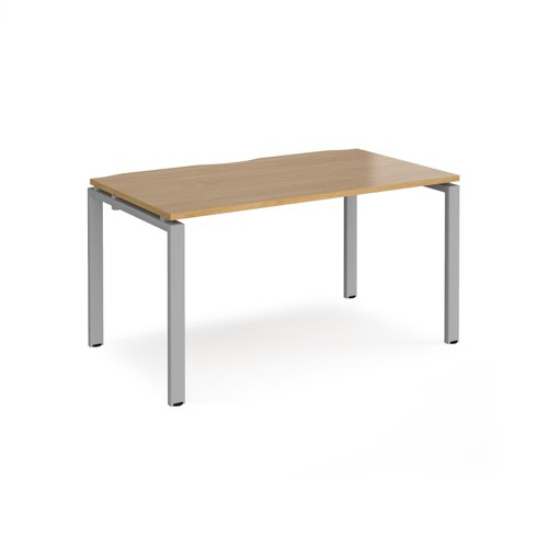 Adapt single desk 1400mm x 800mm - silver frame, oak top