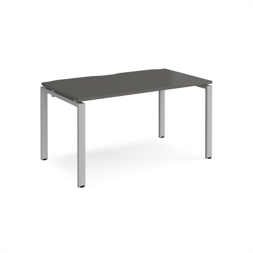 Adapt single desk 1400mm x 800mm - silver frame, storm grey top