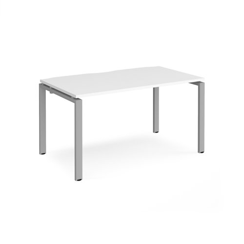 Adapt single desk 1400mm x 800mm - silver frame, white top