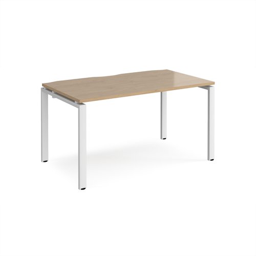 Adapt single desk 1400mm x 800mm - white frame, kendal oak top
