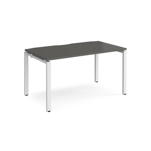 Adapt single desk 1400mm x 800mm - white frame, storm grey top
