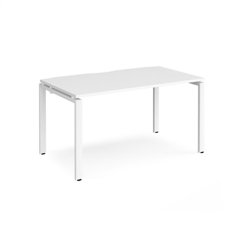 Adapt single desk 1400mm x 800mm - white frame, white top