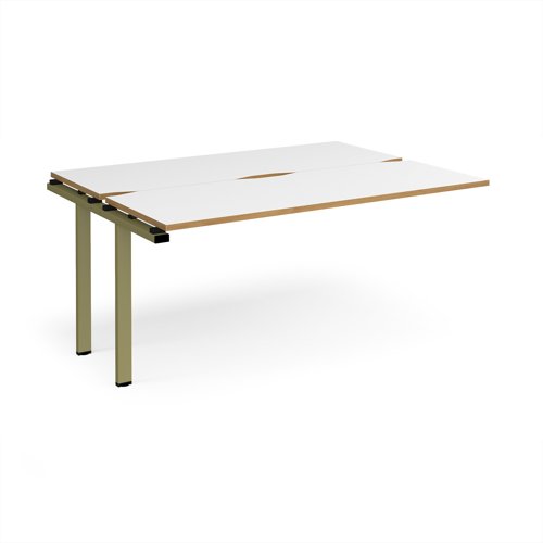 Adapt add on unit single 1600mm x 1200mm - green frame, white top, oak edge