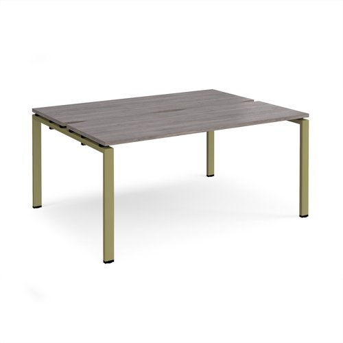 Adapt back to back desks 1600mm x 1200mm - green frame, grey oak top